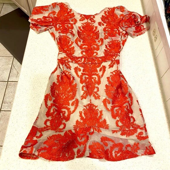 For Love & Lemons San Marcos Lace Open Back red Dress XS - Picture 4 of 9